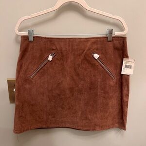 NWT Blank NYC Brown Suede Zip Mini Skirt